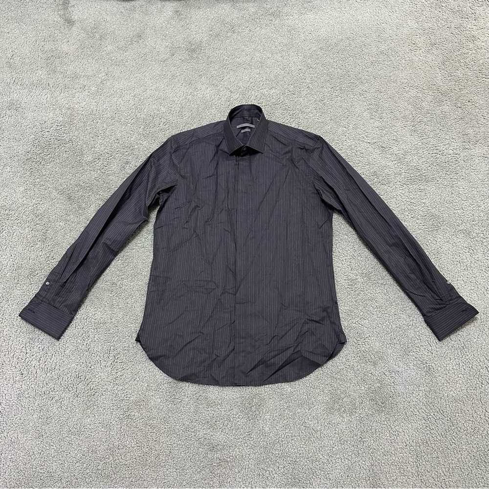 John Varvatos French Cuff Pinstripe Dress Shirt Hidden Placket mens 15.5 - 34/35